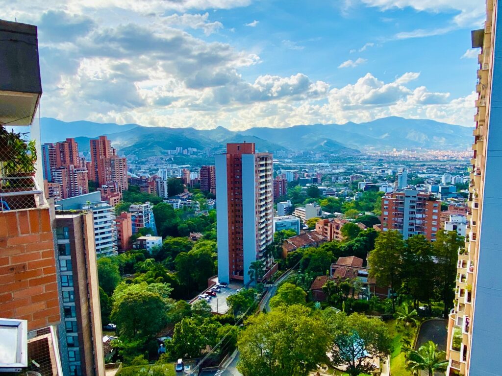 Medellín cityscape, a popular low-cost living destination.