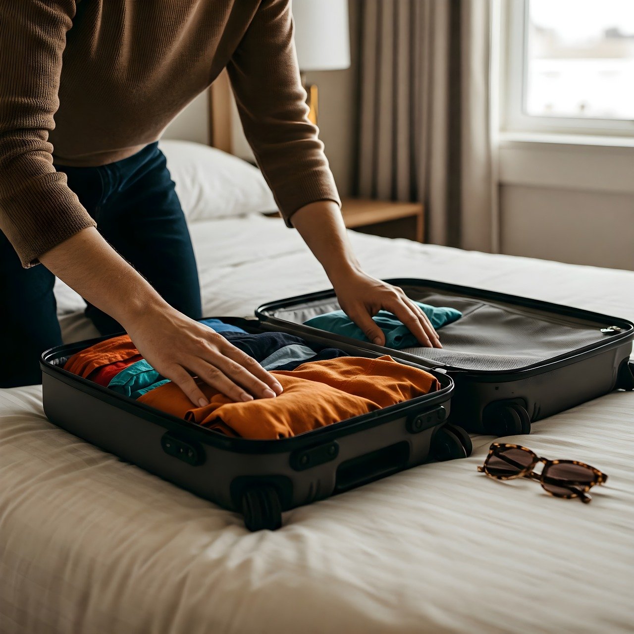 ai generated, suitcase, travel, farewell, packing, baggage, leather, vacations, trip, transport, backpack, airplane, nature